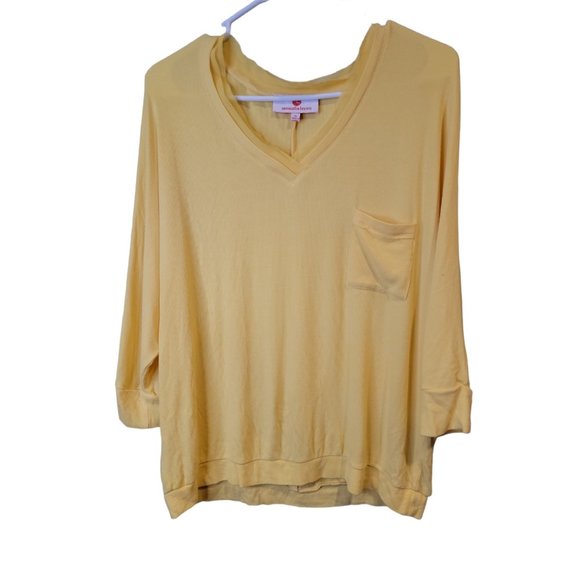 Samantha Brown Size 1X Womens Top Yellow Dolman Sleeve V Neck Knit Shirt - Picture 1 of 5
